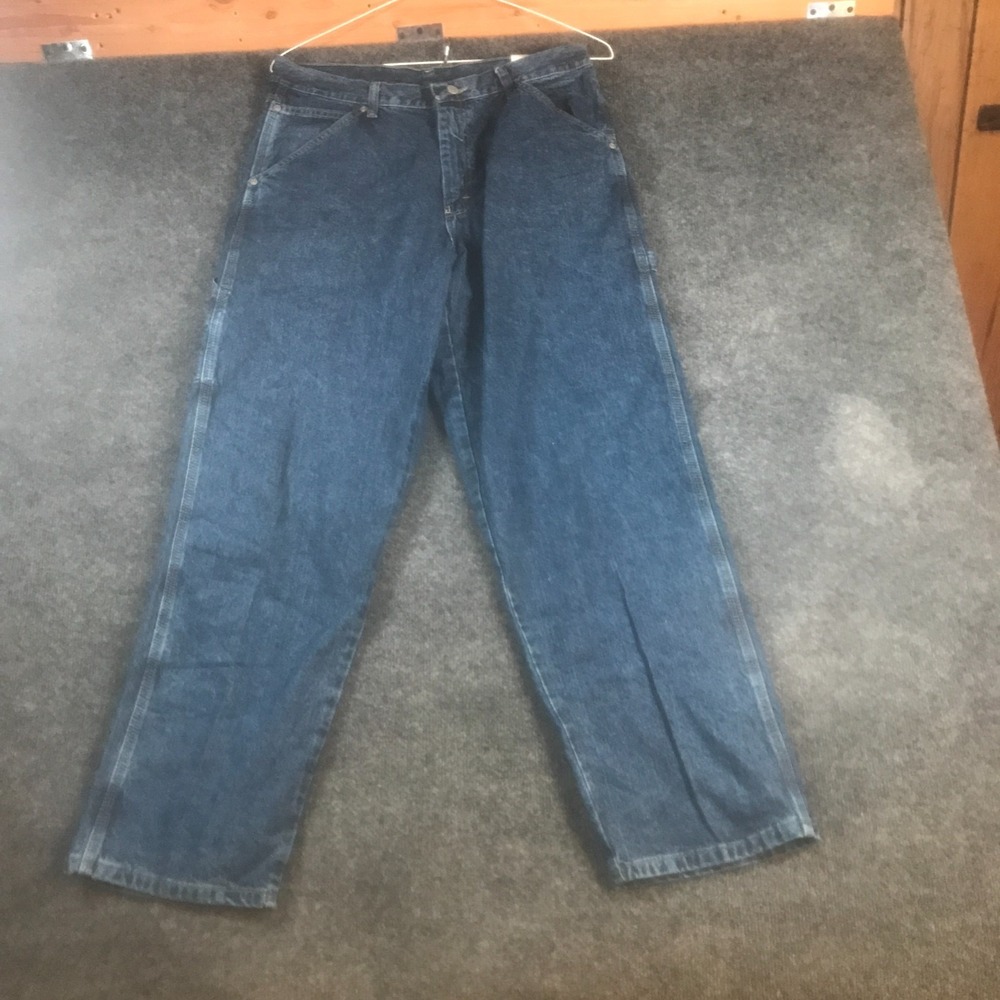 Wrangler Carpenter Jeans Mens 32x30 (Fits 32x29) Blue Denim Cotton Straight Leg